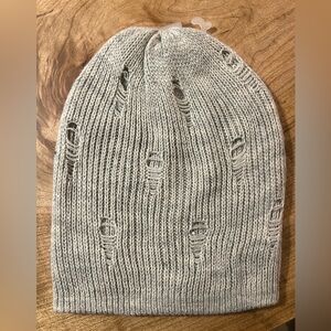 Gray Distressed Knit Beanie
